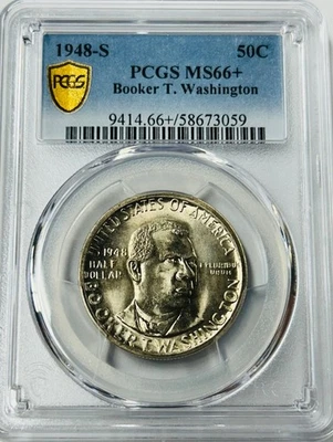 1948 S Booker T Washington Silver Half Dollar PCGS MS66+ Mintage 8,005 See Descr - Image 1 of 4