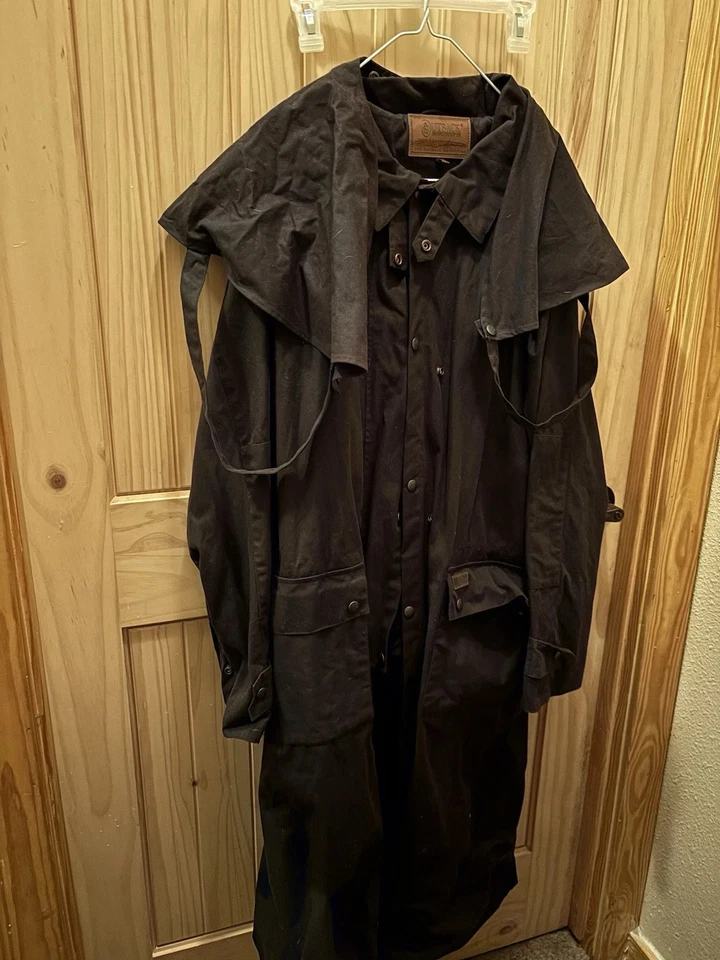 Outback Trading Company Oilskin Low Rider Duster Coat - L - Black - Image 1 of 4