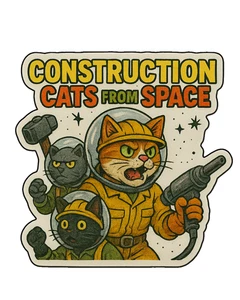 Pegatina troquelada vinilo personalizada parodia retro divertida gatos del espacio 3,5x2,5 - Imagen 1 de 1