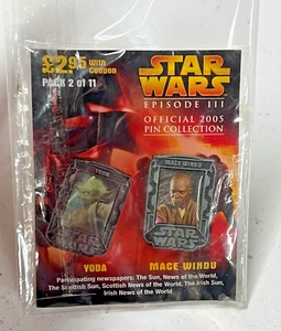 Star Wars Episode III Offizielle 2005 Pins Neu (Yoda & Mace Windu) - Neu & Versiegelt - Bild 1 von 5