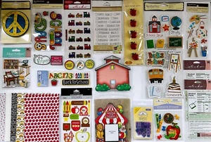 LOT 300+ PCS SCHOOL DAYS SCRAPBOOK STICKERS CARDSTOCK STICKY NOTES PHOTO CARDS - Picture 1 of 11