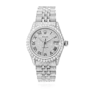 Rolex Datejust Custom Diamond Pave Jubilee Band Diamond Dial Bezel 36mm Watch - Picture 1 of 9