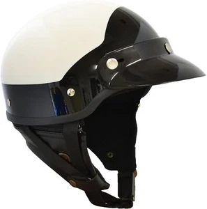Marushin Motorcycle Helmet Half MP-110 USA Police Style White Black Open Face - Picture 1 of 9