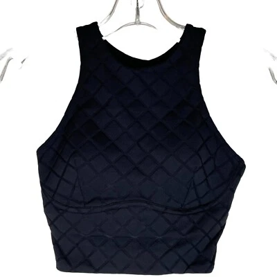 Blusa de natação Lululemon feminina nova com etiquetas grade de diamante preto acolchoada tamanho 2 copo C/D praia - Imagem 1 de 4