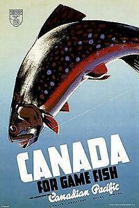 1942 Canadian Pacific - Canada For Game Fish - Travel Advertising Magnet