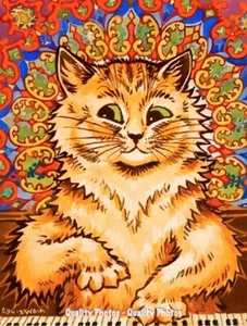 Cat Playing the Piano 8.5x11" Photo Print Louis Wain Feline Animal Painting Art - Picture 1 of 2