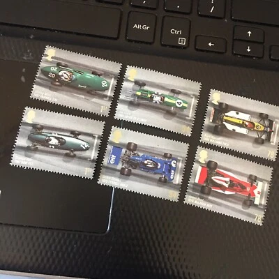 GB STAMPS 2007 MINT MNH GRAND PRIX CARS 6 MANSELL,HILL,HUNT,STEWART,CLARK,MOSS - Image 1 of 3