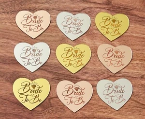 Bride to Be Engagement Mirror Acrylic Heart Cupcake Topper Charm ~ UK Seller - Picture 1 of 7