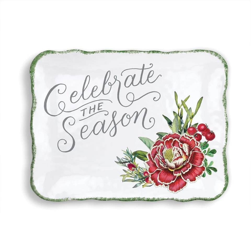 Michel Design Works Christmas Bouquet Celebrate Melamine Serveware Cookie Tray - Image 1 of 1