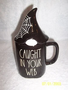 Caught In Your Web Gnome Halloween Mug 20 Oz. Approx 9" Tall W/Lid New - Picture 1 of 4