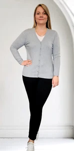 Damen Strickjacke Cardigan Jacke Feinstrick durchgeknöpft langarm viele Farben - Bild 1 von 60