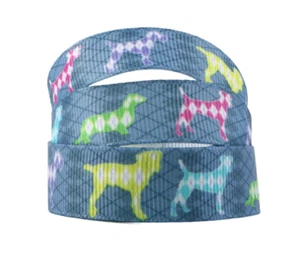 Grosgrain Standing Dog Breed Multi Colour Ribbon 5/8" - Picture 1 of 1