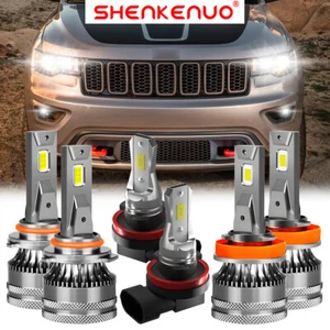 For Jeep Grand Cherokee 2014-2018 Combo 6x 6000K LED Headlights + Fog Bulbs V15 - Picture 1 of 16