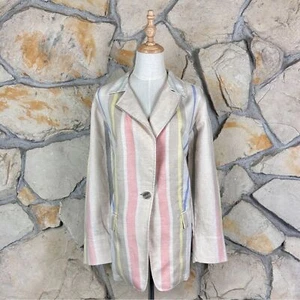 Lafayette 148 New York Linen Blazer Sand Pastel Stripe | 16W - Picture 1 of 5