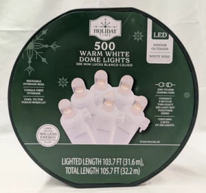 Holiday Time 500-Count LED Warm White Dome Christmas Wedding String Lights New - Picture 1 of 3