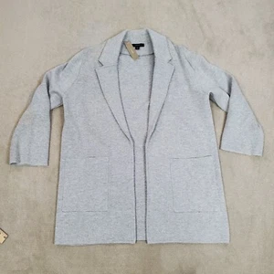 J Crew Sweater Womens Medium Gray Cardigan Merino Wool Open Front Solid Casual - Picture 1 of 8