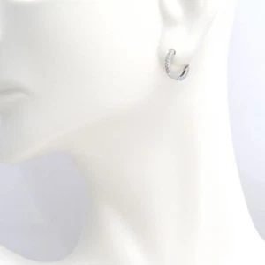 14K White Gold .06ctw Diamond Baby Mini Huggie Earrings - Picture 1 of 2