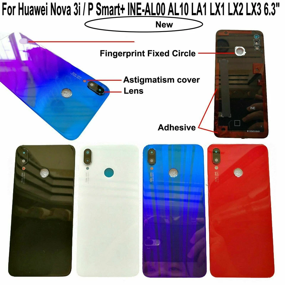 PARA HUAWEI NOVA 3i BATERÍA TRASERA PUERTA CRISTAL CUBIERTA CARCASA TRASERA REPUESTO Foto 1 de 1