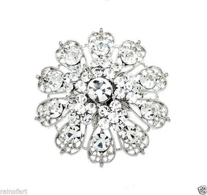 Flower Brooch Made With Swarovski Crystal Floral Jewelry Pin Charm Gift - Picture 1 of 2