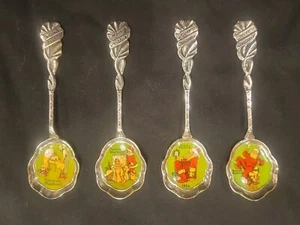 4 VINTAGE NORMAN ROCKWELL CHRISTMAS SPOONS ENAMELED 5"-1982,83,84 & 85 - Picture 1 of 10