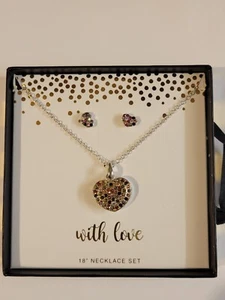 Rainbow Heart Necklace and Earrings Gift Box - Picture 1 of 3