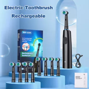 Rotating Electric Toothbrush for Adults with 8 Brush Heads 5 Modes,Rechargeable - Picture 1 of 17