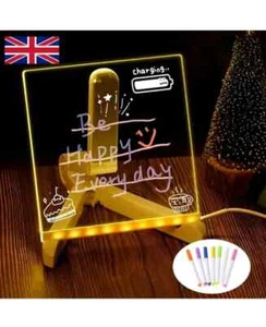 LED Message Board with 7 Colors Pen, Acrylic Dry Erase Note Board Light w/ Stand - Picture 1 of 3