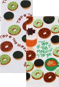 2 VERSCHIEDENE KÜCHENFROTTEETÜCHER (16,5"x26") ST. PATRICK'S DONUTS, TOP O MORNIN', KO - Bild 1 von 13