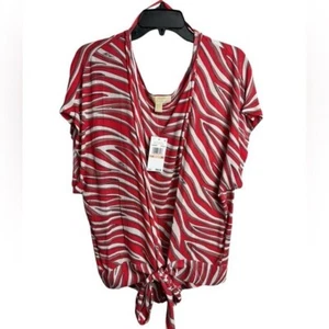 Michael Kors Plus Size Zebra Square Neck Top 2X NWT - Picture 1 of 5
