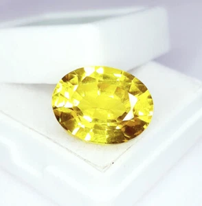 Certified Loose Gemstone Natural Yellow Sapphire 10 Ct Oval Cut A++ Quality Gems - Picture 1 of 13