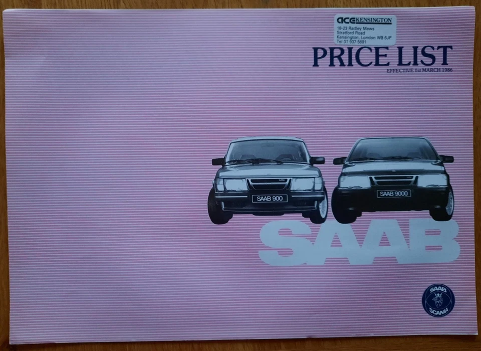 1986 SAAB car sales brochure price list from the UK - Image 1 of 3