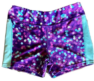 Girls Reebok Purple/Mint Polka Dot Compression Bike Active Shorts Size Large - Picture 1 of 1