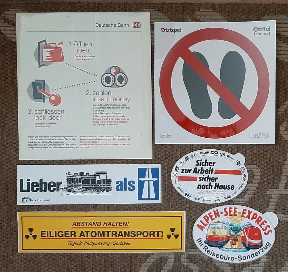 Aufkleber Set, 6 verschiedene DB Aufkleber, aus Zeiten der Deutschen Bundesbahn - Bild 1 von 1