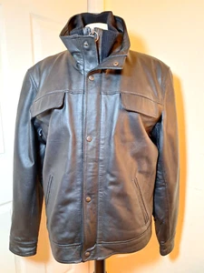 Chaqueta Bomber de Cuero Negra Para Hombre Talla Grande Forro Acolchado EMC - Imagen 1 de 11