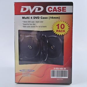 10 Pack Standard DVD Replacement Case 14mm Quad 4-Disc Storage Clear Sleeve