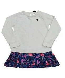 OshKosh Carters Girls Gray Blue Long Sleeve Peplum Tunic Floral Dress Top Sz 6 7 - Picture 1 of 5