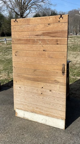 Vintage Pine Wooden Barn Door w/Rollers Natural Face Red Reverse Cover