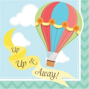 Up, Up & Away Hot Air Balloon Baby Shower Birthday Party Paper Beverage Napkins - Picture 1 of 1