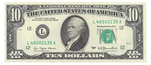 1977 $10 SAN FRANCISCO FRN. Crisp & UNCIRCULATED Banknote. - Picture 1 of 2