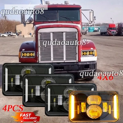 4 шт светодиодных фар 4x6 дюймов Hi/Lo Fit Freightliner FLD120 1988-2010 FLD112 Classic - Изображение 1 из 4