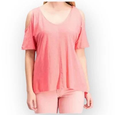 NUEVO CON ETIQUETAS Camiseta Calvin Klein Performance Hombro Frío Mujer XL Rosa Poise Foto 1 de 3