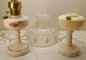Aladdin Oil Lamp Alacite Tall Lincoln Drape & Simplicity Decalcomania W/ Shade - Picture 1 of 16