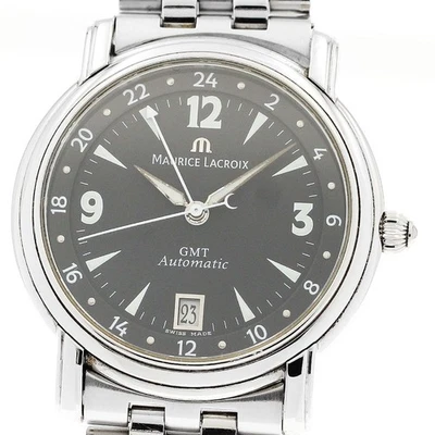 Maurice Lacroix Pontos GMT Date Men’s Automatic Watch SS Black Dial Bundle - Image 1 of 4