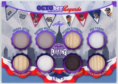 2025 Leaf Bronx Legacy Jeter, Clemens, Rivera (15/15) Game-Used Memorabilia OCTO - Image 1 of 2
