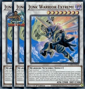 Yugioh! 3x Junk Warrior Extreme L5DD-ENY32 Ultra Rare 1st Ed NM - Picture 1 of 1