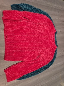 Lot Of 2 Jessica Simpson Girls Sweaters Size 12 Pink Teal - Picture 1 of 2