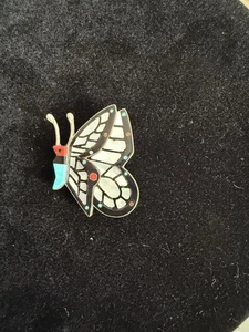 Zuni Lin Shebola Butterfly Pin Pendant Sterling Silver Larger Size - Picture 1 of 5