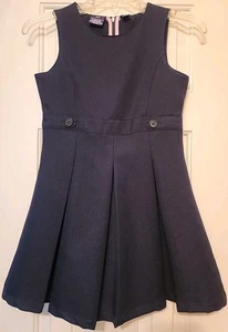 Girls Size 8 Navy Blue Izod Schoolwear Pleated Skirt Dress - Picture 1 of 6