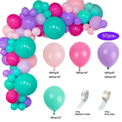 Kit de guirnalda arco globo rosa púrpura menta azul púrpura rosa globos de cumpleaños para Foto 1 de 4