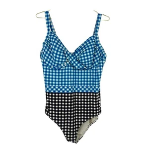 Costume intero Draper James x Land's End Gingham, taglia 18W vacanze estate - Foto 1 di 5